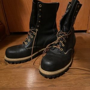 Black Steel Toe Logger Boots - worn once